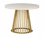 Stół okrągły rozkładany Ø 110/210 cm Kaszmir + Złoty lamel metalowy GLAMOUR