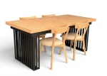 Zestaw Stół Fornir IRON 90x180/260 cm + 4 krzesła dębowe NORTH