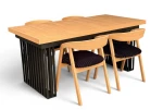 Zestaw Stół Fornir IRON 90x180/260 cm + 4 krzesła dębowe sztaplowane 