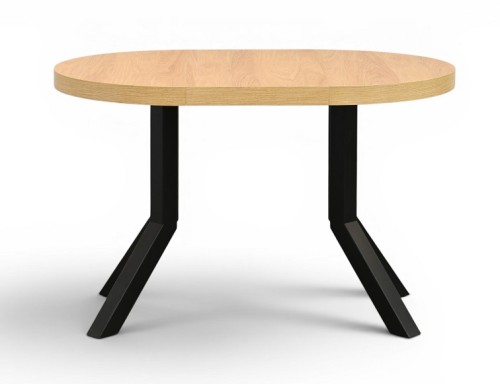 Stół okrągły rozkładany  80-130-160 cm HIKORA egger Nogi metalowe CZARNE X SLIM 1 wkladka prosty.jpg