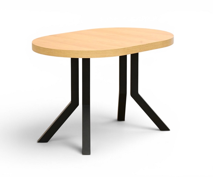 Stół okrągły rozkładany  80-130-160 cm HIKORA egger Nogi metalowe CZARNE X SLIM 1 wkladka.jpg