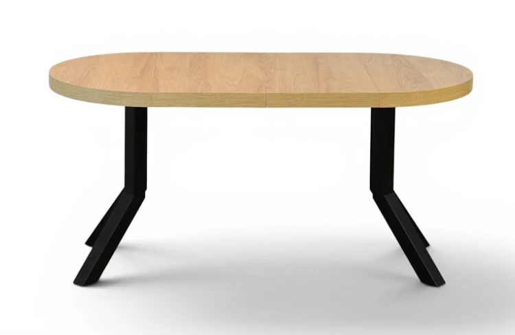 Stół okrągły rozkładany  80-130-160 cm HIKORA egger Nogi metalowe CZARNE X SLIM 2 wkladki prosty.jpg