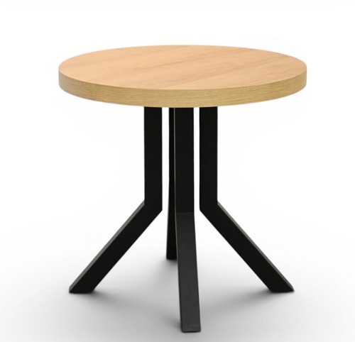 Stół okrągły rozkładany  80-130-160 cm HIKORA egger Nogi metalowe CZARNE X SLIM złożony.jpg