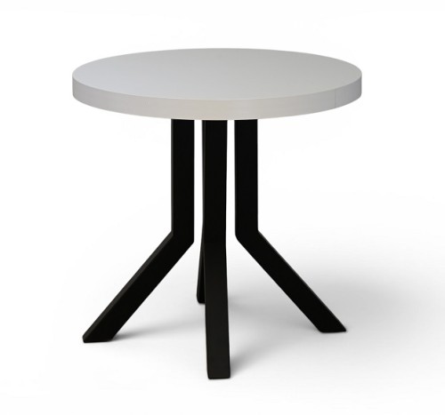 Stół okrągły rozkładany 80-130-160 cm BIAŁY  Nogi metalowe X SLIM czarne 1.jpg
