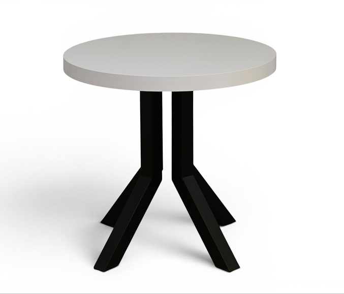 Stół okrągły rozkładany 80-130-160 cm BIAŁY  Nogi metalowe X SLIM czarne.jpg