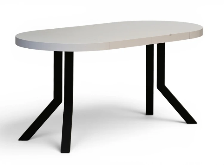 Stół okrągły rozkładany 80-130-160 cm BIAŁY  Nogi metalowe X SLIM czarne 2 wkl 1.jpg