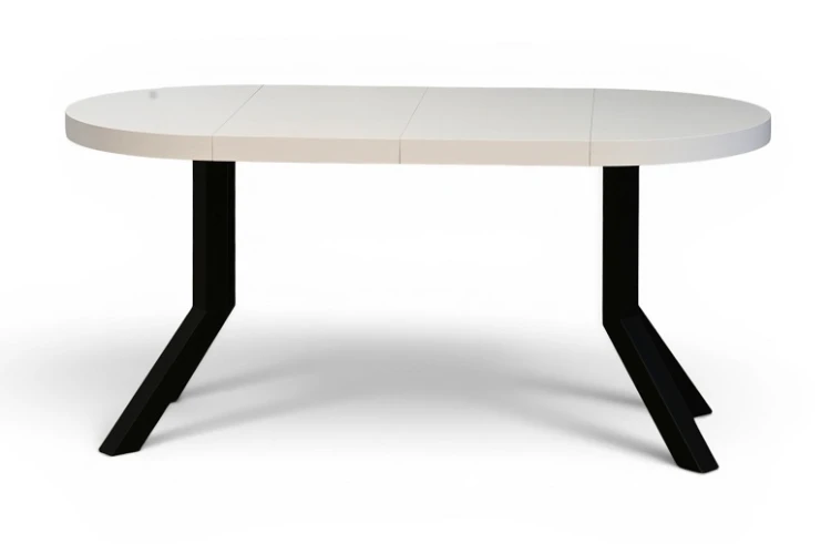Stół okrągły rozkładany 80-130-160 cm BIAŁY  Nogi metalowe X SLIM czarne 2 wkl.jpg