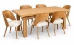Zestaw 6x krzesło MUSZELKA + stół fornirowany CLASSIC OAK 90x160/200 cm