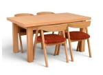 Zestaw 4x krzesło dębowe sztaplowane CINNAMON + stół fornirowany CLASSIC OAK 90x160/200 cm