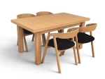 Zestaw 4x krzesło dębowe sztaplowane BLACK + stół fornirowany CLASSIC OAK 90x160/200 cm