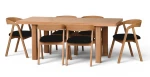 Zestaw 6x krzesło dębowe sztaplowane BLACK + stół fornirowany CLASSIC OAK 90x160/200 cm