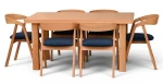 Zestaw 6x krzesło dębowe sztaplowane granatowe + stół fornirowany CLASSIC OAK 90x160/200 cm