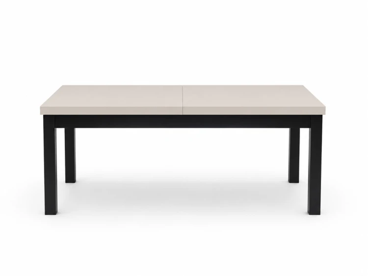 Stół R-7 Czarny z blatem Kaszmir 90x170-250 cm przed rozłożeniem widok z boku