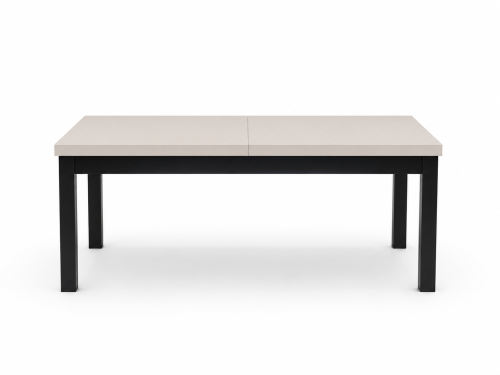 Stół R-7 Czarny z blatem Kaszmir 100x200/300 cm przed rozłożeniem widok z boku