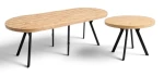 Stół okrągły rozkładany DĄB ARTISAN Ø 90/240 cm + nogi metalowe Y czarne