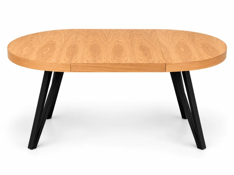 Stół RO-7 Fornirowany 80 cm, nogi metal slim industrial czarne - rzut z boku - stoł po rozłożeniu z jedną wkładką.png