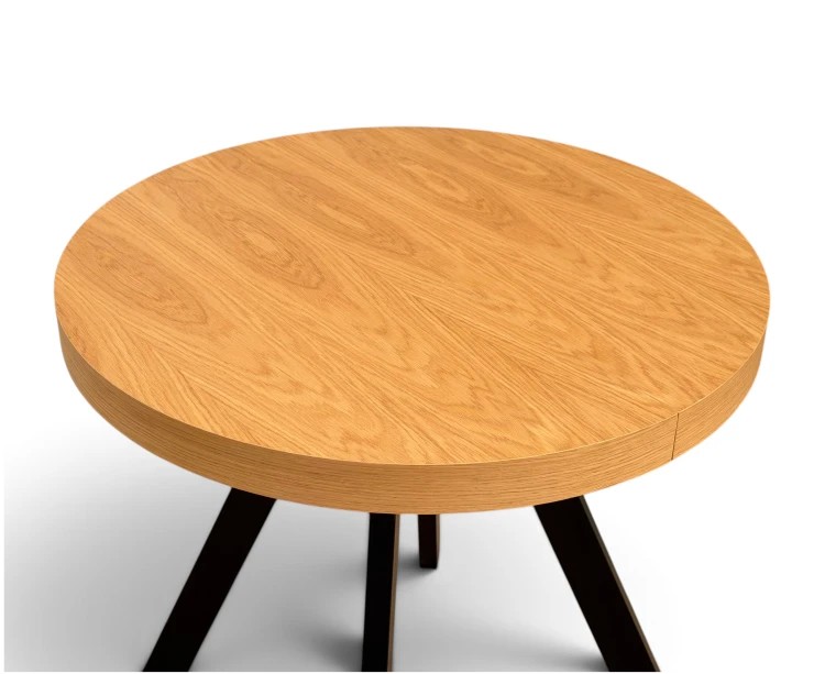 Stół Fornir 80-130 cm nogi metal y czarne - ujęcie na blat stołu