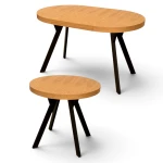 Stół okrągły rozkładany Ø80/130 cm FORNIR Nogi Metal Y Czarne